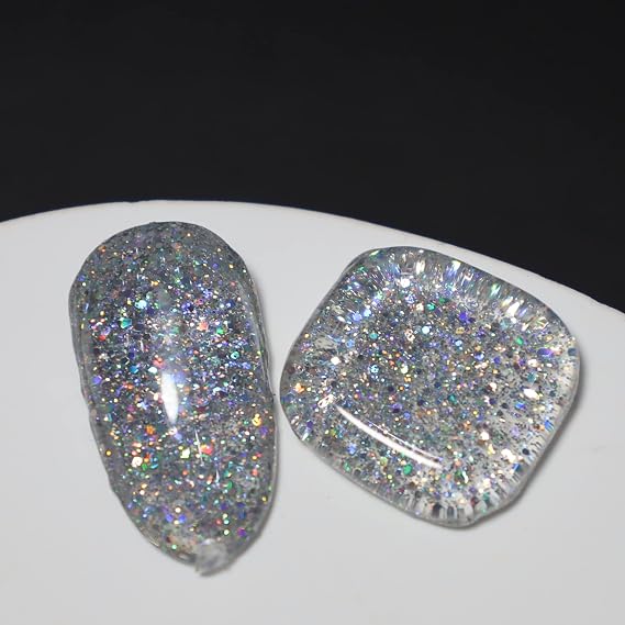 FANZEST Gel Nail Polish Glitter UV Gel No Chip Soak Off Nail Polish Manicure Pedicure (Diamond Silver)