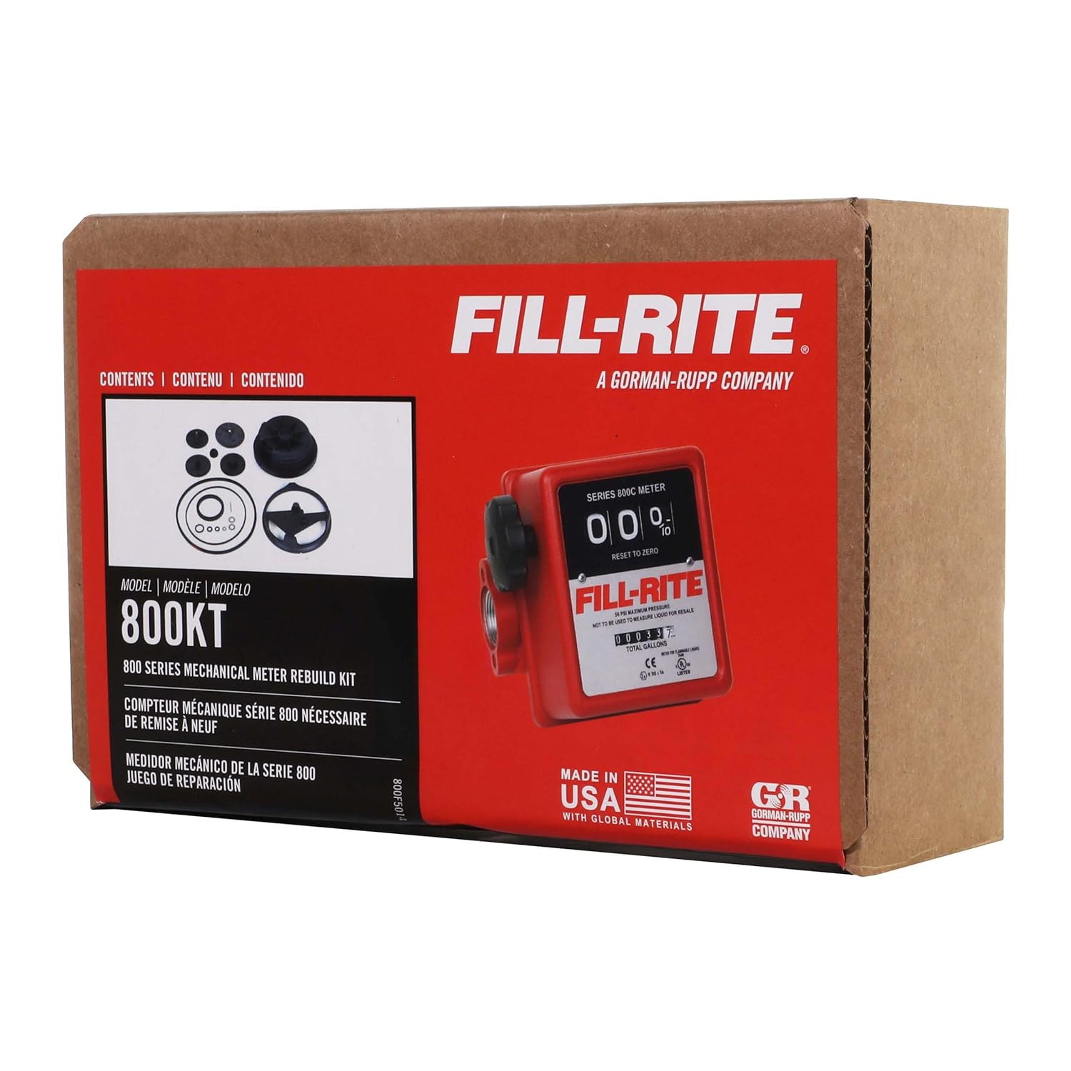Fill-Rite 800KT Rebuild Kit – OEM Replacement for 800-Series Mechanical Meters – Includes Chamber, Gears, Drive Shaft, Gaskets, O-Rings, and Pins for Full Meter Rebuild