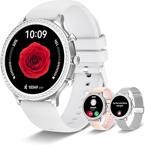 Lefitus Reloj inteligente para mujer recepciónmarcación de llamadas rastreador de fitness impermeable para teléfonos Android iOS control de voz AI