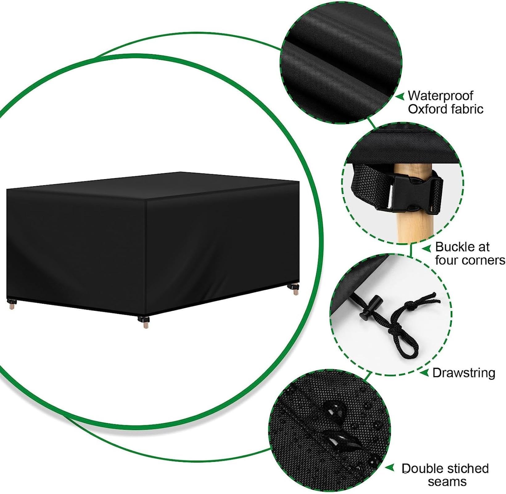 Schutzhülle Abdeckhaube Garten Gartenmöbel 240x240x90cm Polyesterfasern Schutzhülle für Gartentisch Abdeckung, Schwerlast Abdeckplane für Gartentische Sitzgruppe