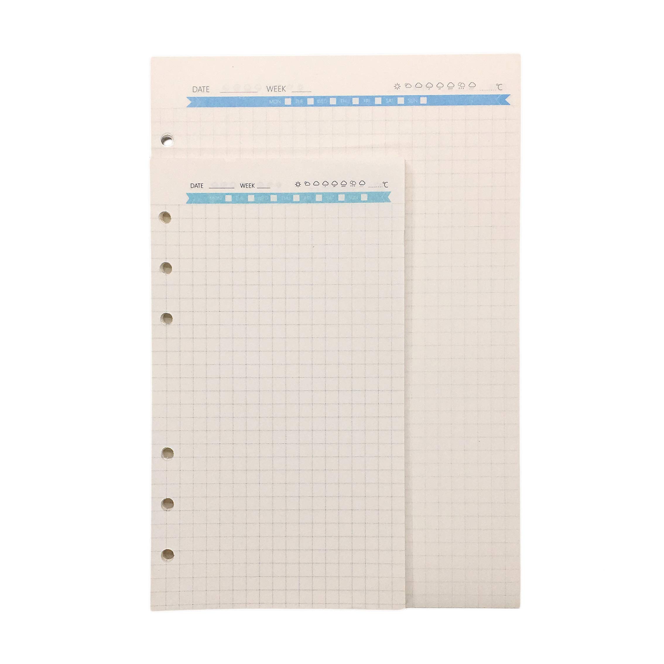 Zelten Refills/Loose Leaves for A6 Cover Ring Binder/Personal Organiser/Planner(A6 6 Holes, Grid Graph Blue) - Image 3