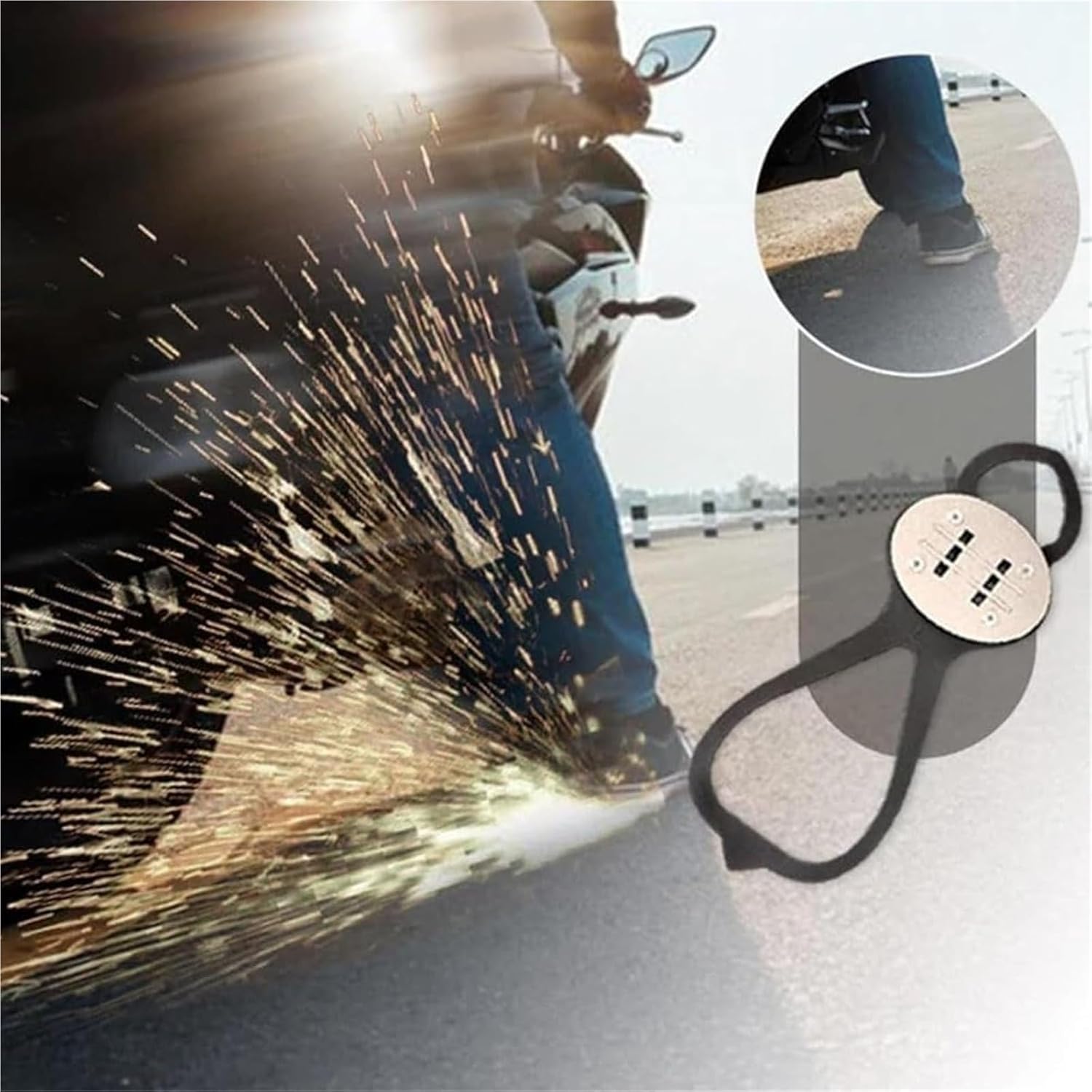 Skateboard Accessories, Sparking Flint Pad Shoe Cover, Bicycle Friction Spark Tool Pad, Friction Spark Tool, Bicycle Flint Pads, Foot Brake Sparking Foot Pressure Slider Riding Shoe Covers.