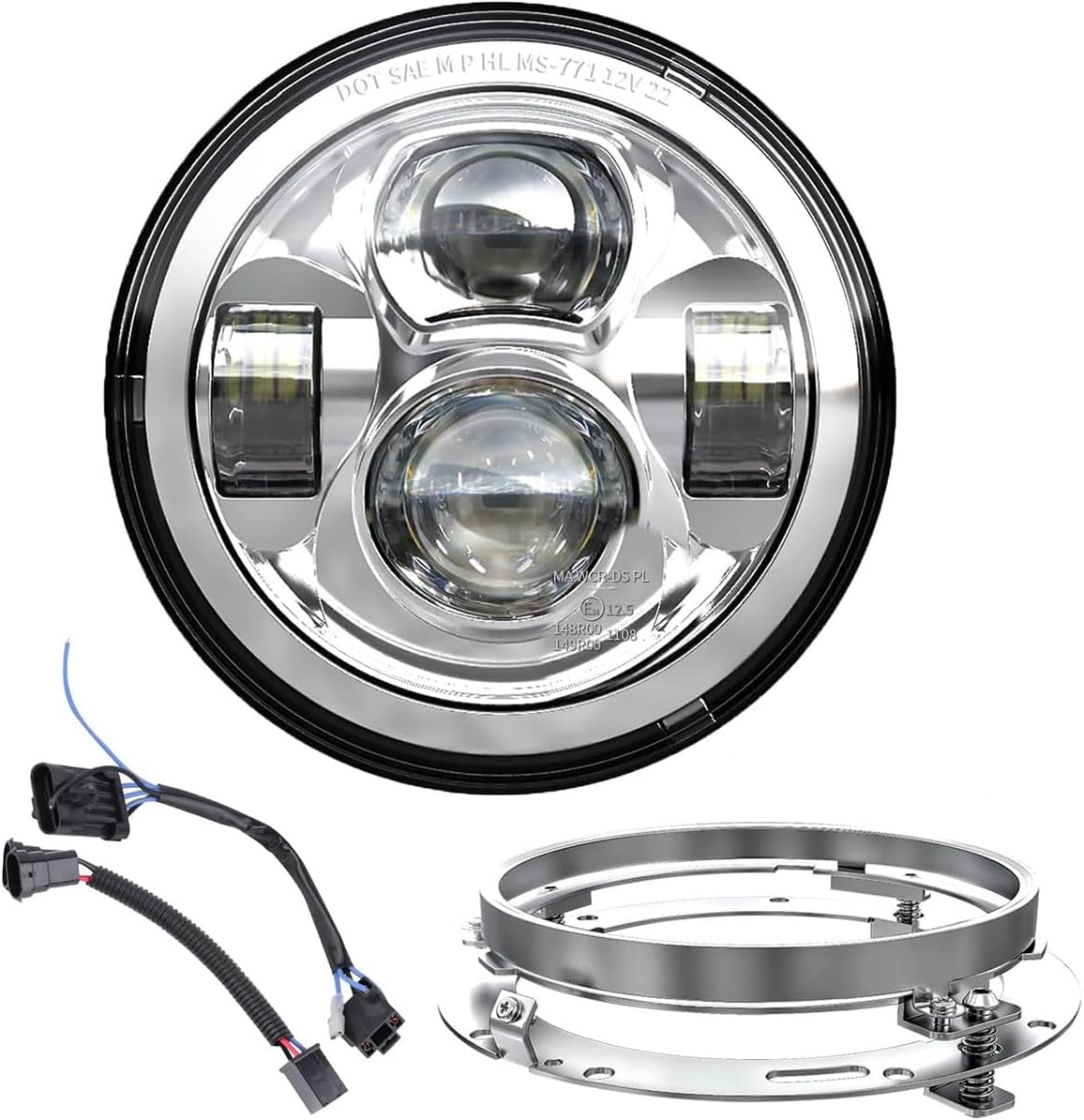 Z-OFFROAD New Motorcycle 7 Inch LED light DOT Kit Compatible with Harley Davidson Touring Street Glide Road King Special Electra Glide Ultra Classic Fat Boy Heritage Softail Switchback Chrome