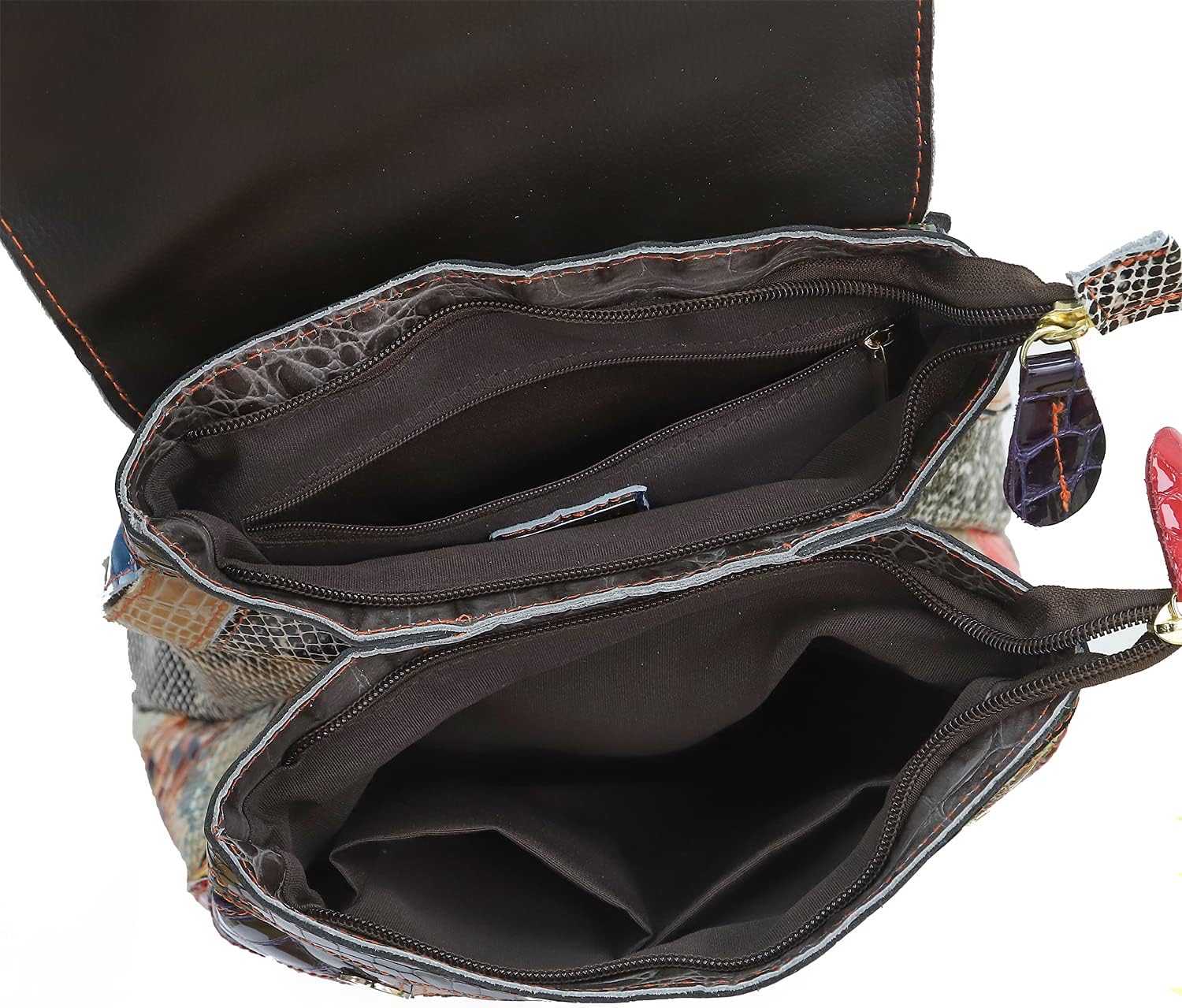 Women Random Multicoloured Backpack Genuine Leather Shoulder Handbag Colorful Patchwork Purses Campus Travel Daypack