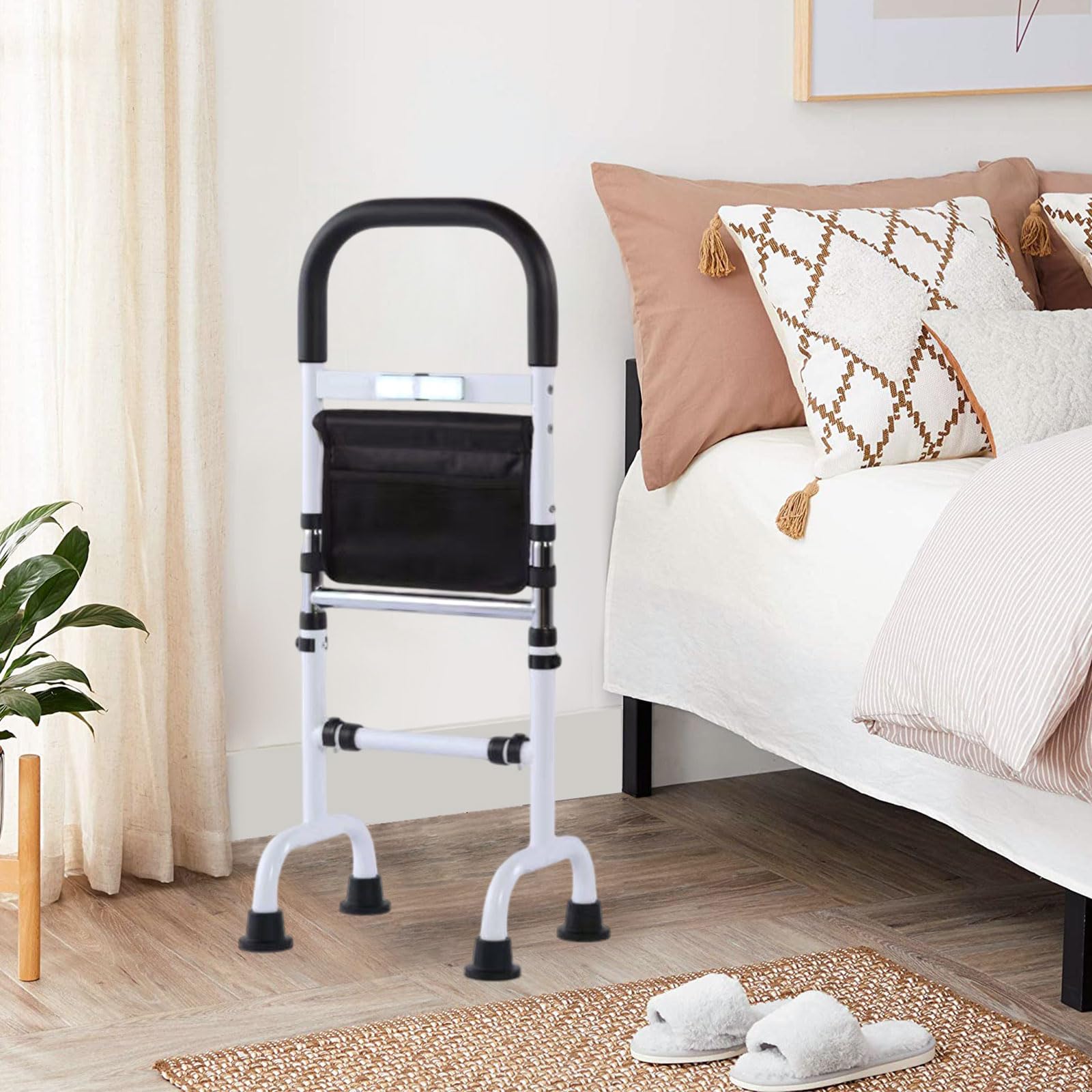 Ayuda para levantarse con LED para personas mayores, altura regulable en 6 niveles, ayuda para levantarse con 4 almohadillas antideslizantes para los pies, ayuda para levantarse de baño, ayuda para