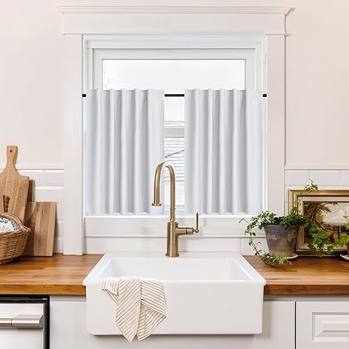 Miniatura 142 de RYB HOME - Cortinas blancas, cortinas para oscurecer la habitación, con aislamiento térmico, juego de cortinas opacas para dormitorio, sala