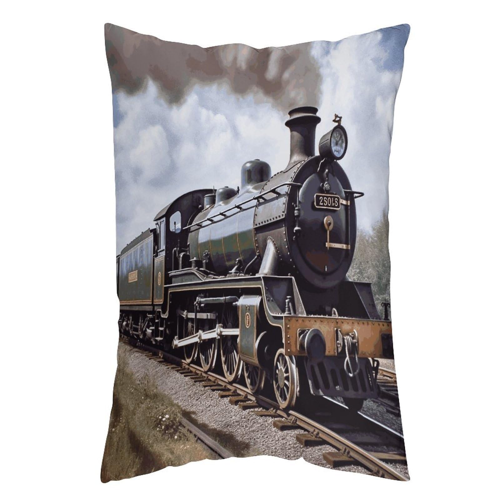 LDGSUPH Steam Locomotive Train Pillow Cases Soft Pillowcase with Invisible Zipper Wrinkle Resistant Pillow Covers Breathable Removable Pillow Protector for Bed Sofa Car 16 "x24