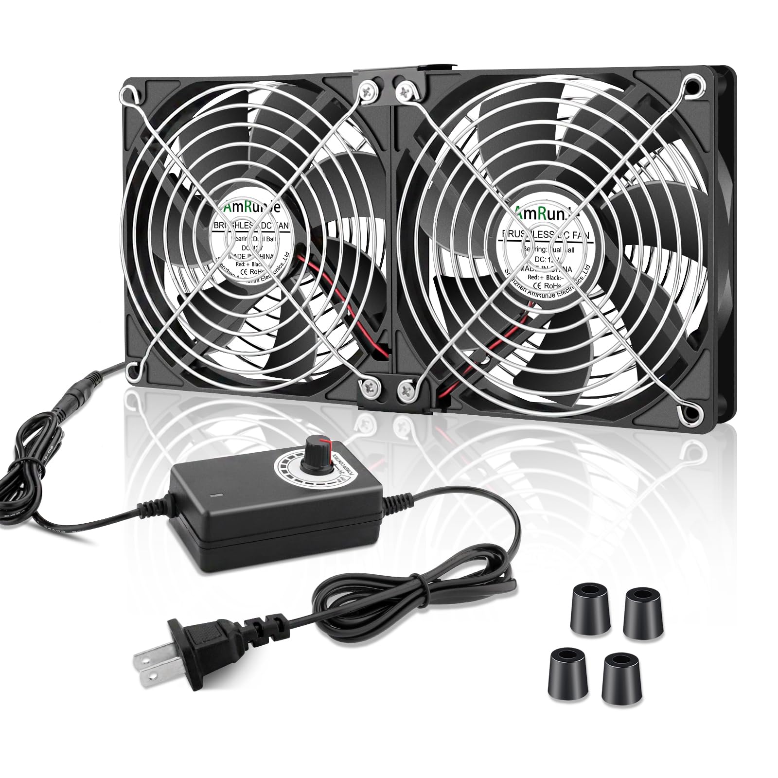 Computer Gehäuselüfter 120mm x 2 mit AC Stecker Variable Geschwindigkeit 110V-240V für Bergbaumaschine Chassis Server Kühlung Workstation