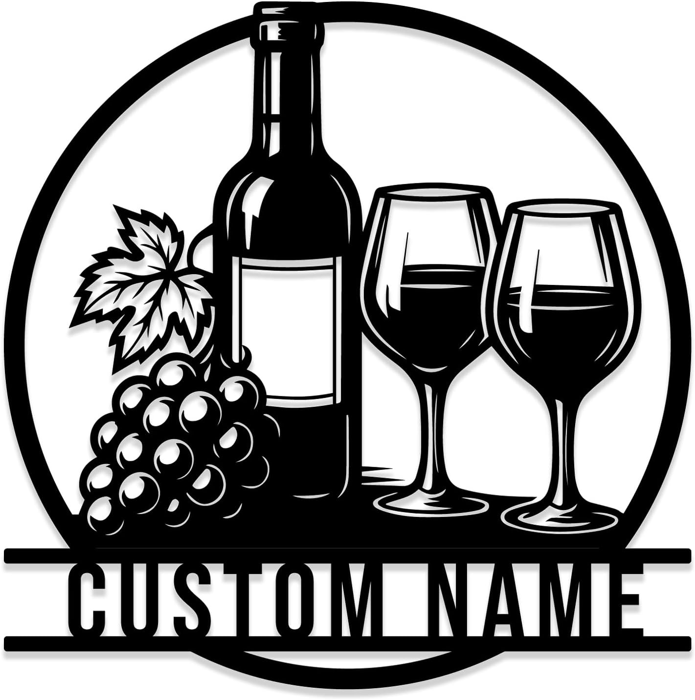 Custom Wine Bar Metal Sign, Vineyard Farm Sign, Wine Kitchen Wall Art, Personalized Winery Decor,Outdoor Patio Decor (Style-E)