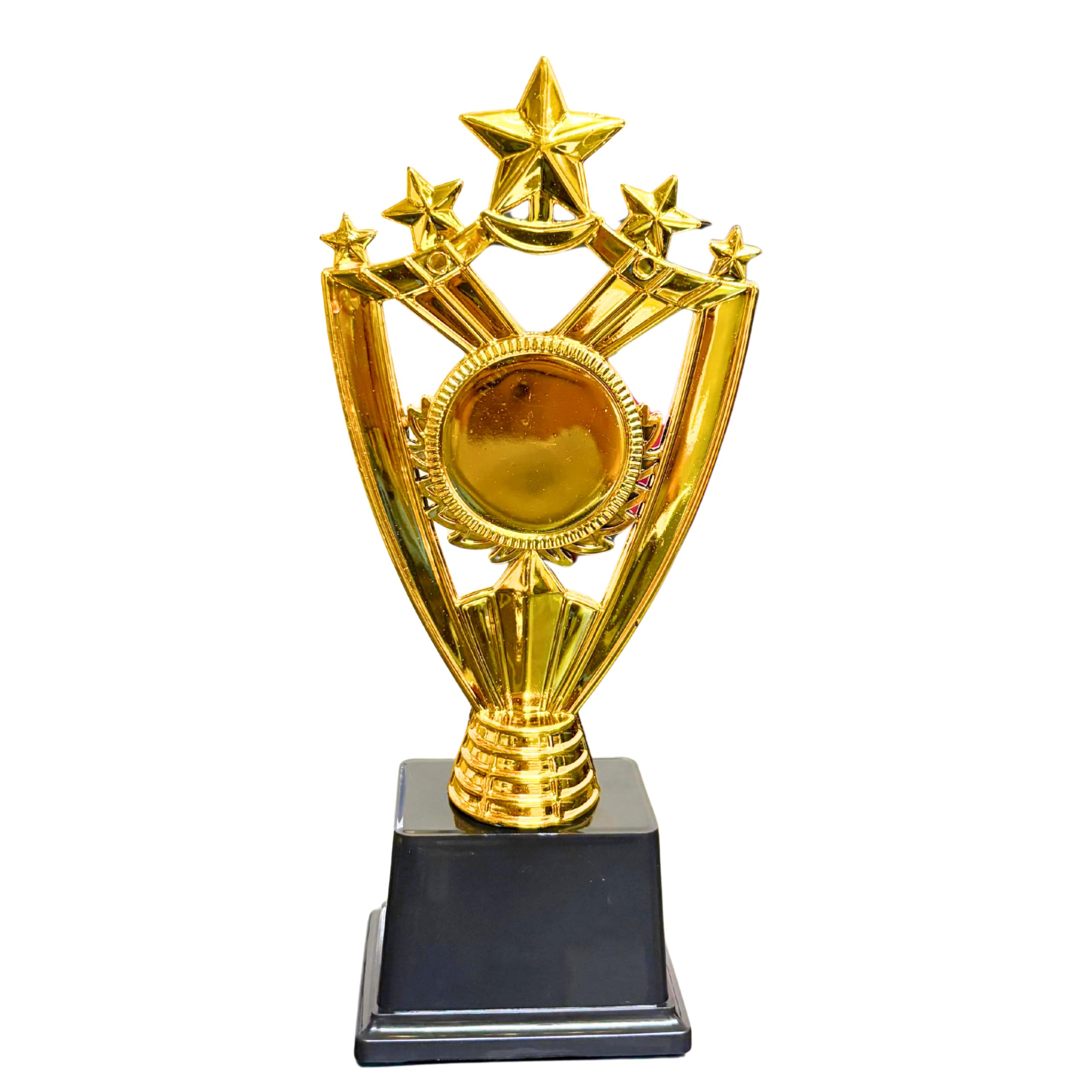 Premium Gold 5-Star Trophy, 9.5 Inch Award with Black Base, Customizable Sports Competition Winner Trophy, Metallic Design with 3D Stars-image-33