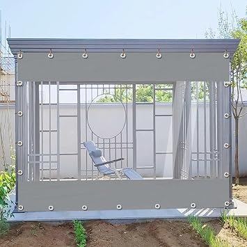 Outdoor Clear Vinyl Drop Curtains,0.3mm Weather Resistant Partition Curtains,Indoor/Outdoor Clear Side Panel Curtain,Thermal Insulated Curtains with Eyelets,Custom Size,LxW-1x2.2m/3.3x7.2ft