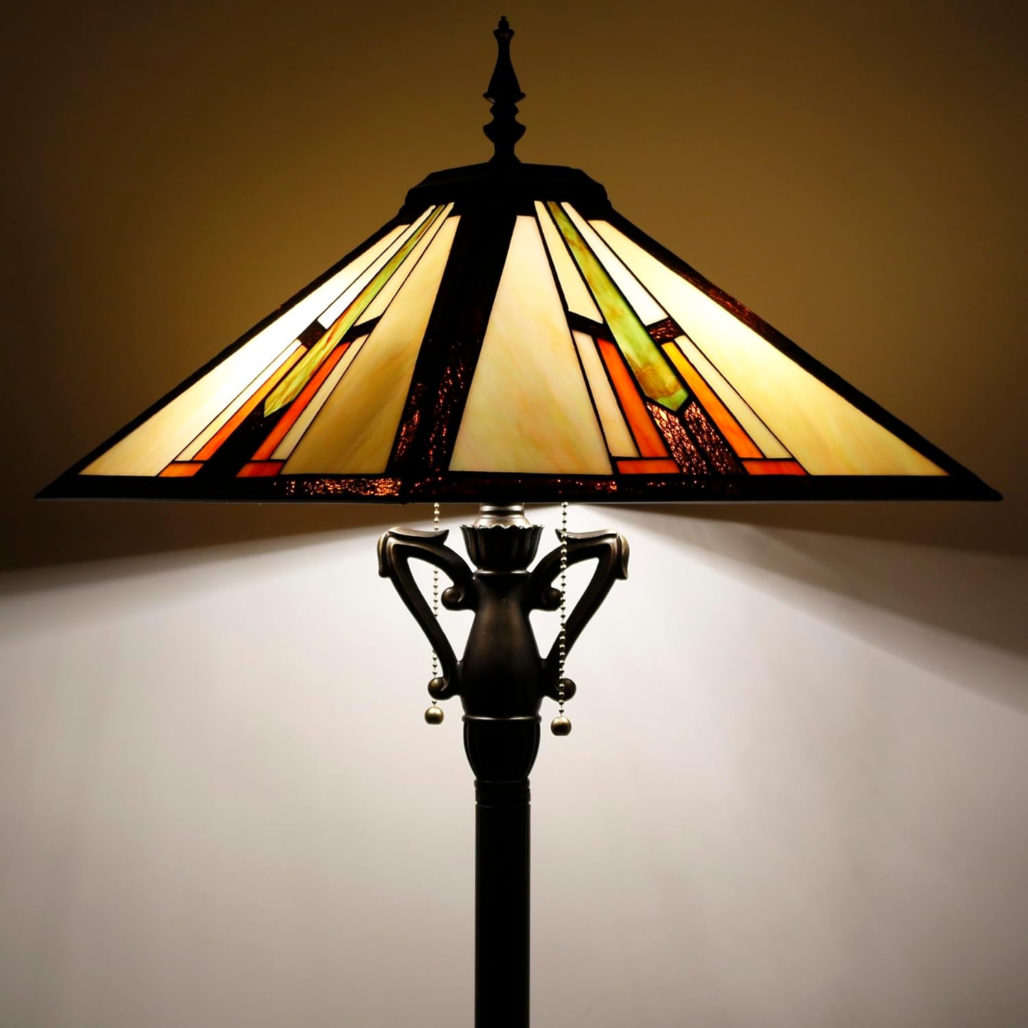 Tiffany Floor Lamp Multicolour Mission Style Stained Glass Standing Reading Light 16X16X64 Inch