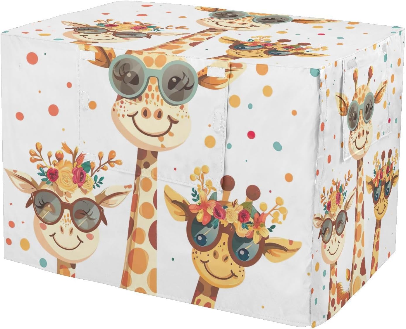 Happy Giraffe Family Dog Crate Cover Universal Size Fit, Cage Cover for Indoor Pets, Large