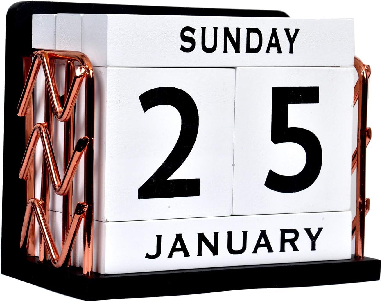 SHYi Home and Office Decor -Vintage Wooden Block Perpetual Desk Calendar With Golden Side-2021 Desk Accessory, 5.9x3.1x4.7inches large size