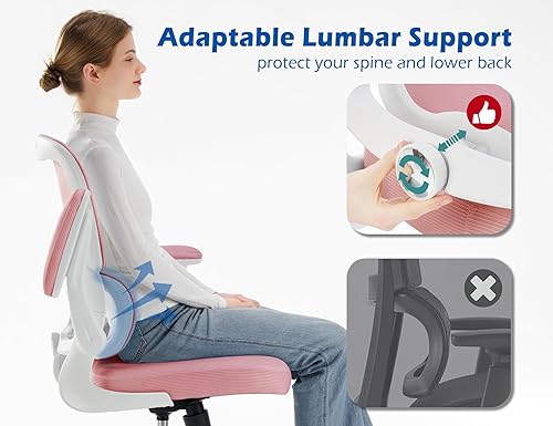 Miniatura 3 de TRALT Ergonomic Office Chair - Desk Chair with Adjustable Lumbar Support Computer Chair - Mesh Comfy Chair with Flip-up Armrests - Gaming Chairs for