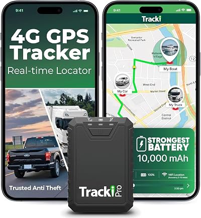 Tracki Pro GPS Tracker for Car – Waterproof 4G LTE Magnetic Car GPS Tracker, Long-Life Battery Up to 7 Months, Real-Time Tracking for Cars, Trucks, Vans, Motorcycles & Trailers, Subscription Required
