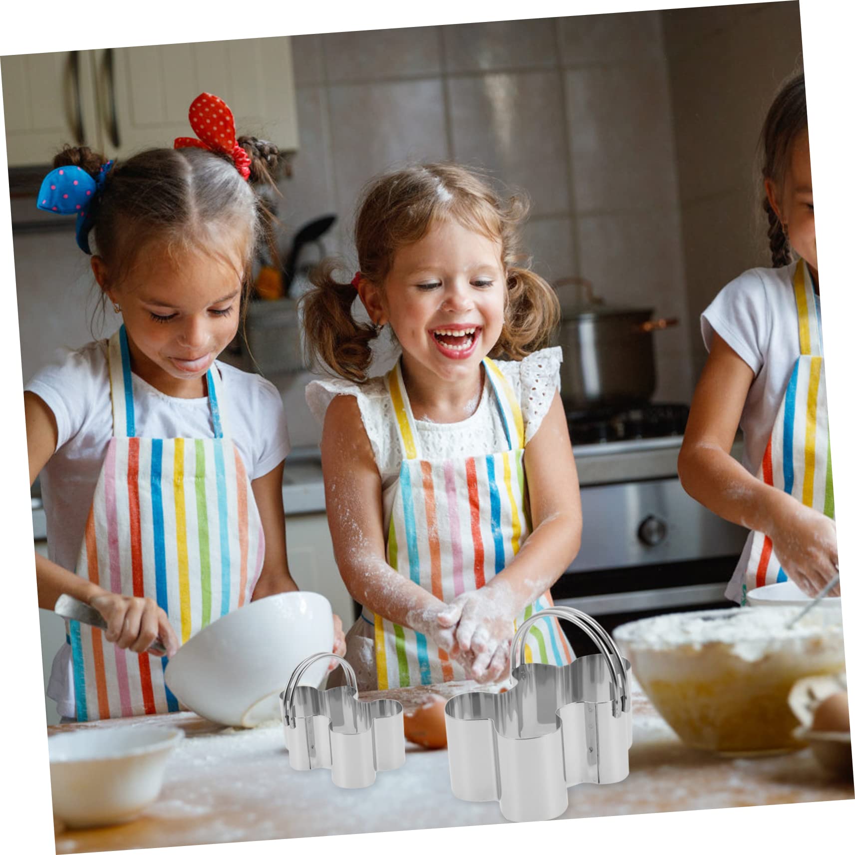 Ciieeo 5 Ensembles Ensemble De 5 Anneaux De Mousse Pâtisserie Trousse Cookies Mini Biscuit Anneau De Mousse Portable Beaux Outils De Cuisson Acier Inoxydable Silver 5 Pièces * 5