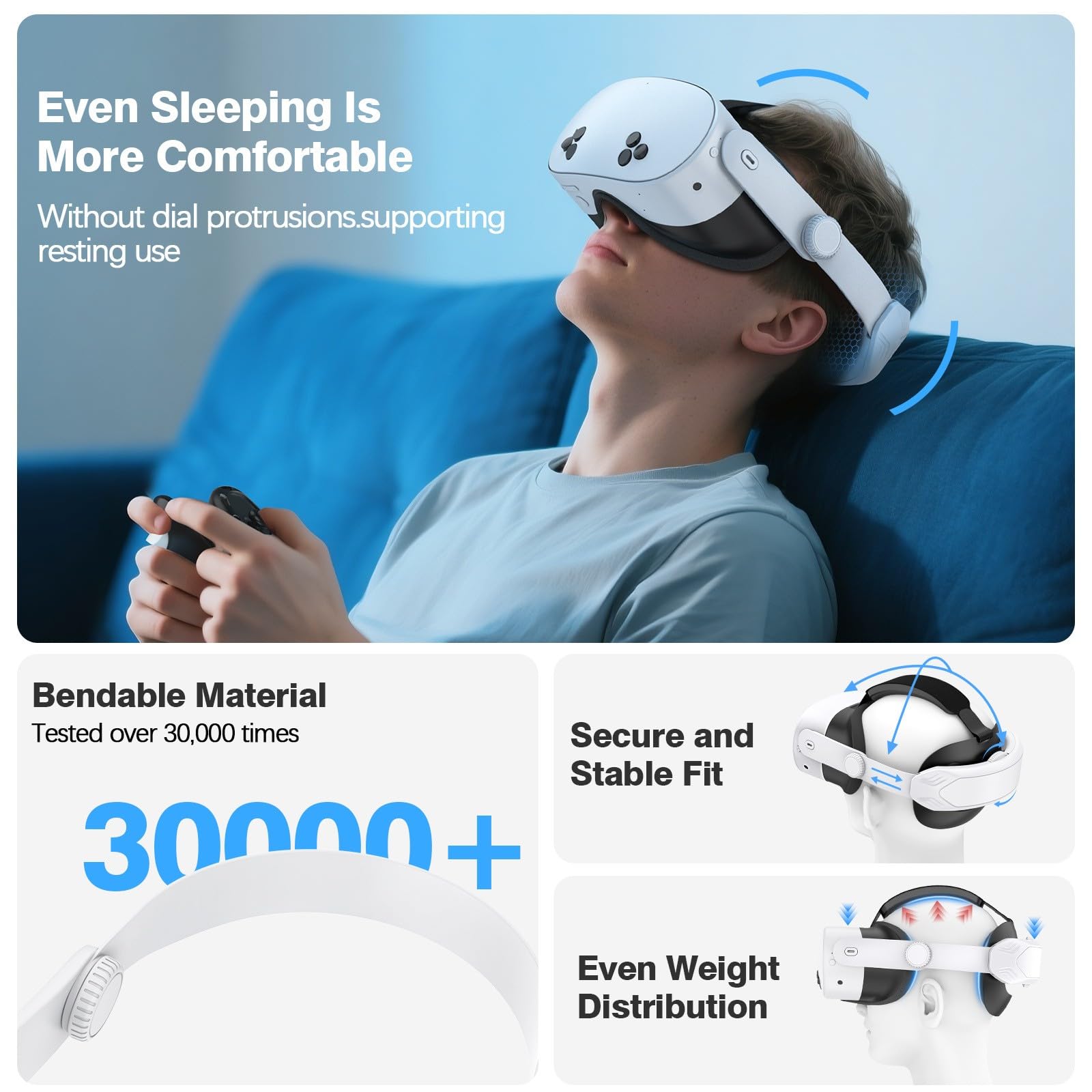Sangles de tête de rechange pour 2/3/3S VRs - Accessoires réglables - Réduit la pression pour casques