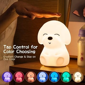 Cute Kitty Kids Night Light, Cat Kawaii Birthday Gifts Room Decor Bedroom Decorations for Baby Toddler Teens Girls Boys Children, LED Color Changing Animal Portable Squishy Silicone Lamp-Tap Control
