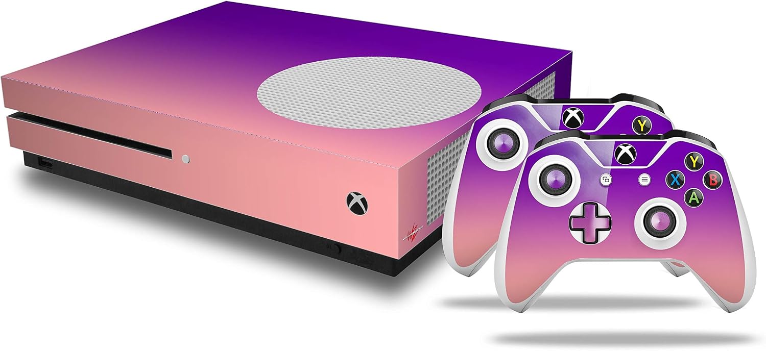 Decal Vinyl Skin Wrap Compatible with Xbox One S Console and Controllers - Smooth Fades Pink Purple