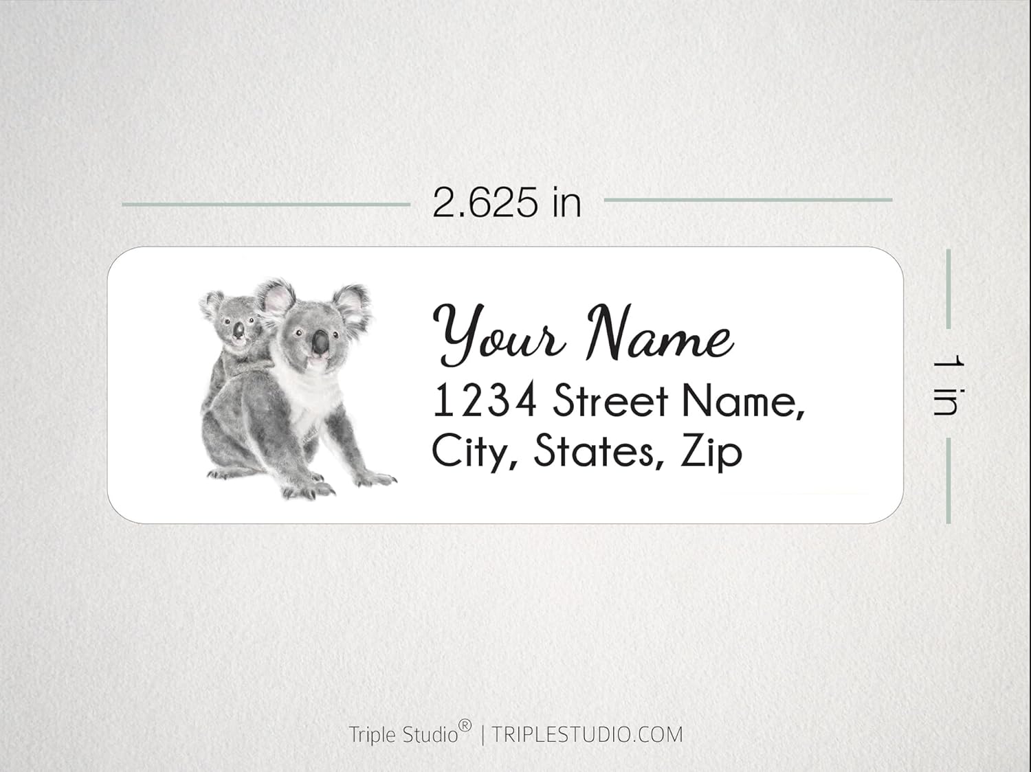 Baby Koala and Mom Return Address Labels - Set of 120 Personalized Minimalist Mom Gift, Customized Shipping Sticker