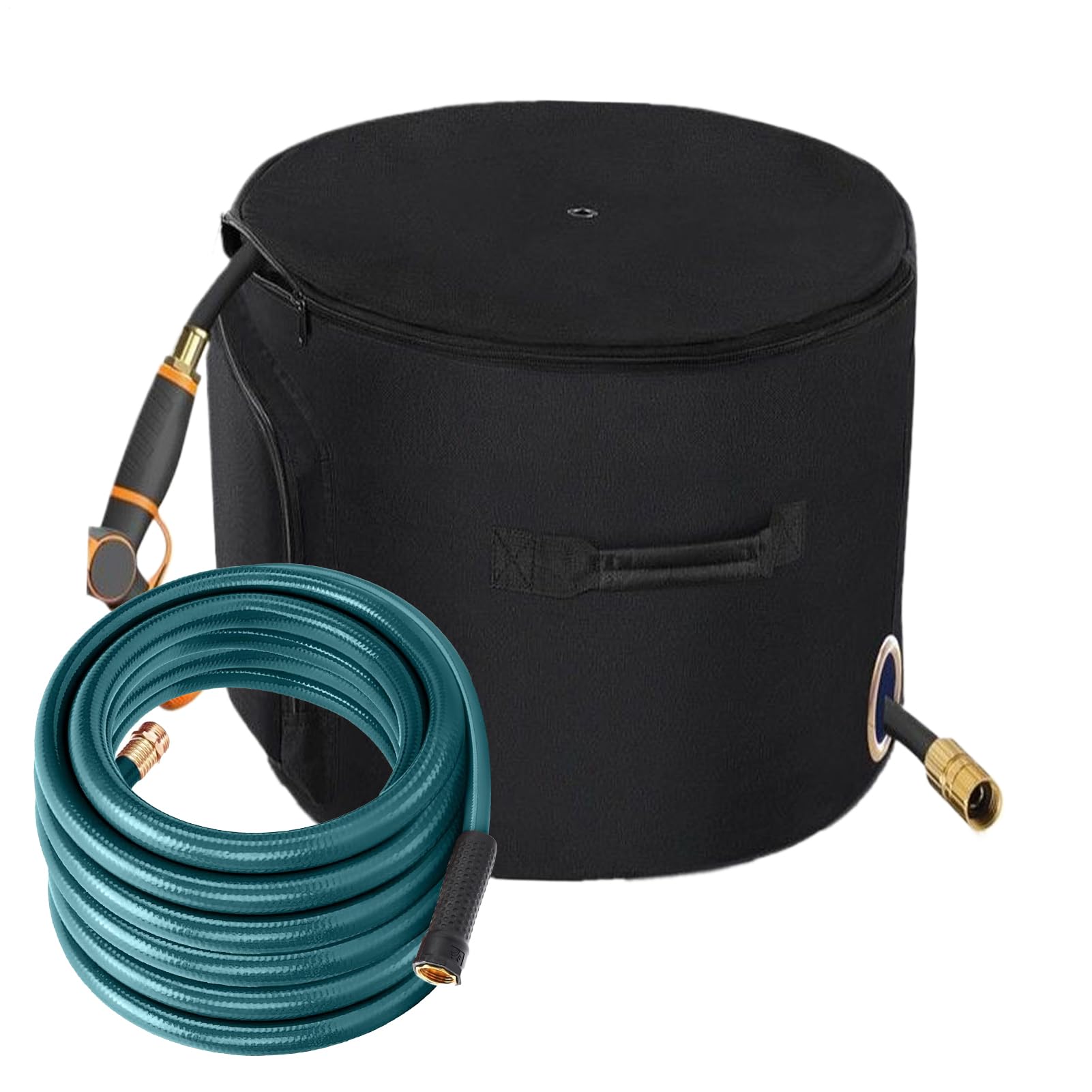 Support pour tuyau d'arrosage et pot de rangement extérieur en résine pour terrasse
