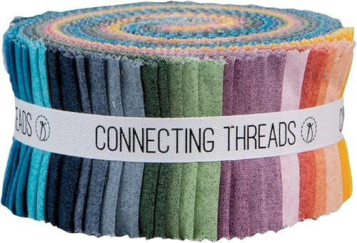 Connecting Threads Blender Collection - Paquete de 40 piezas de tela de acolchado 100% algodón, tiras de 2.5 pulgadas (lino sintético Tonals Morning