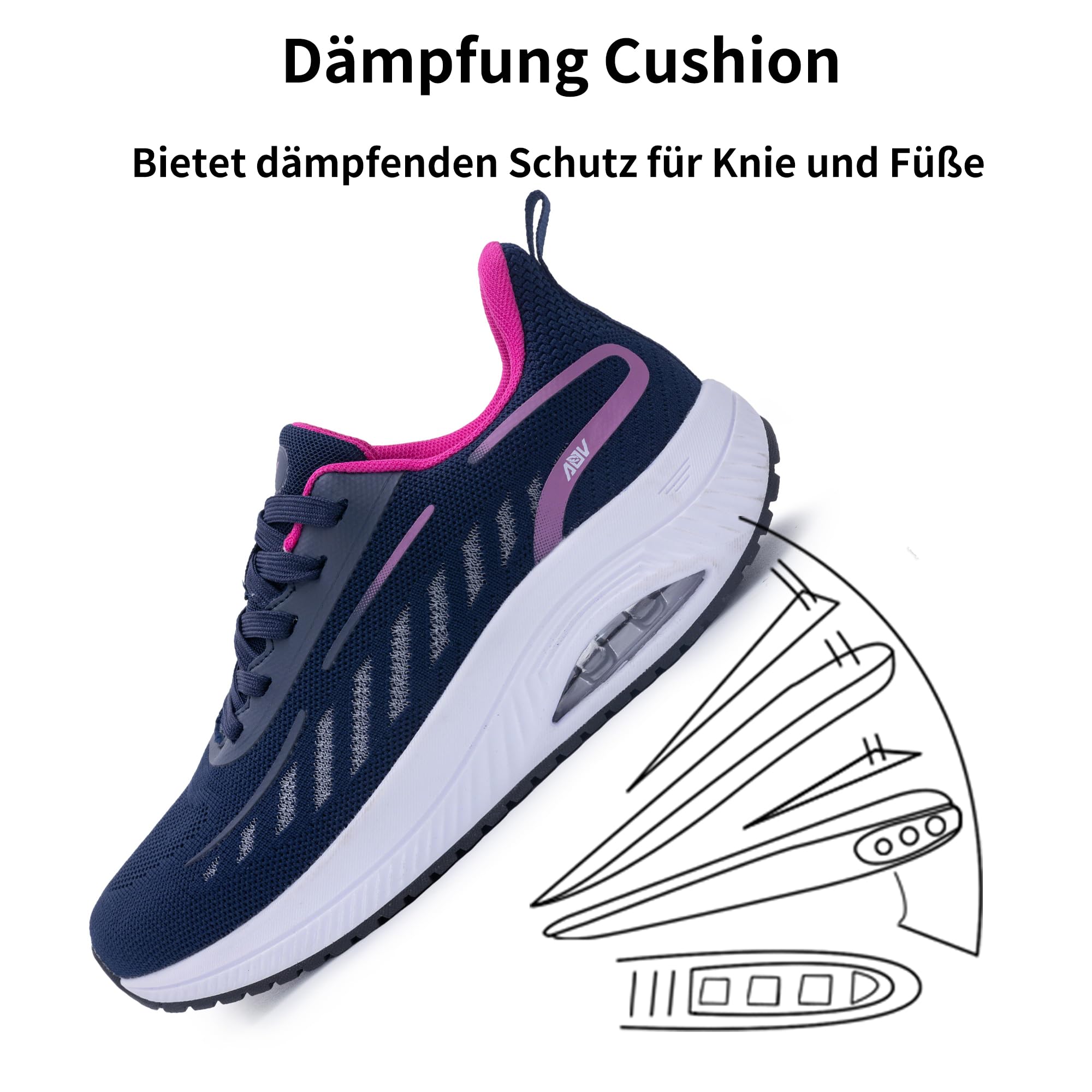 GANNOU Walkingschuhe Damen Arch Support Walking Schuhe Laufschuhe Damen Sportschuhe Turnschuhe mit Dämpfung