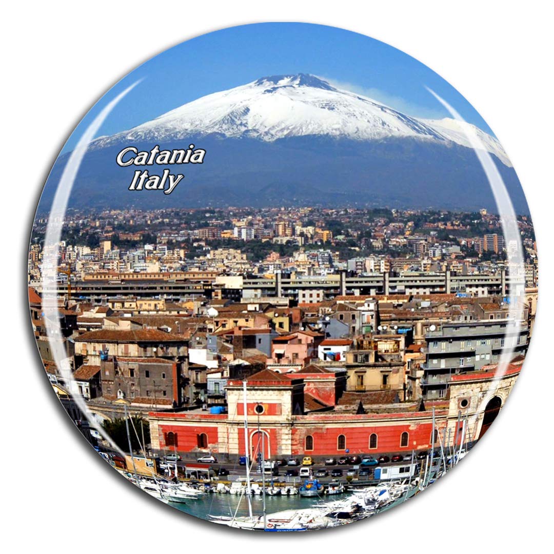 Weekino Red, Orange, Black Italy Mount Etna Catania Sicily Fridge Magnet 3D Crystal Glass Tourist City Travel Souvenir Collection Gift Strong Refrigerator Sticker