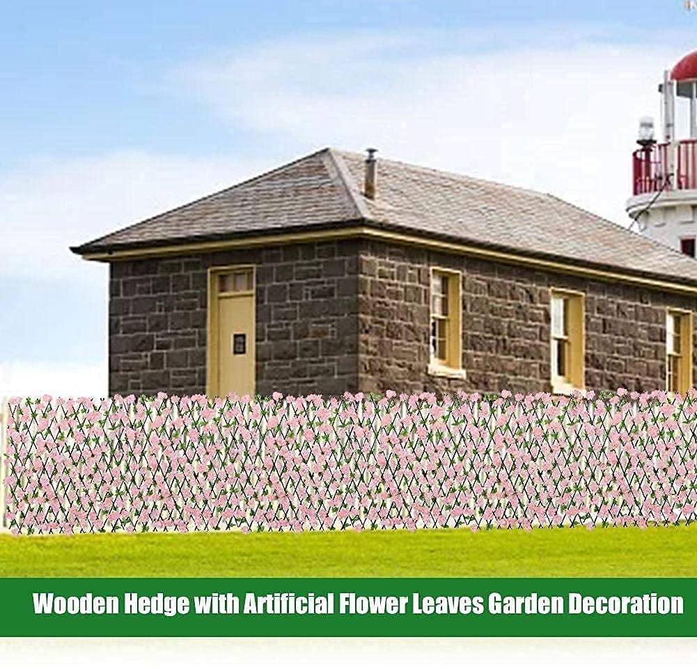 Privacidad Enrejado Vallas Extensibles Seto de madera con hojas de flores artificiales Proyección de decoración de jardín Enrejado expansivo Pantalla de privacidad Setos artificiales Paneles de val