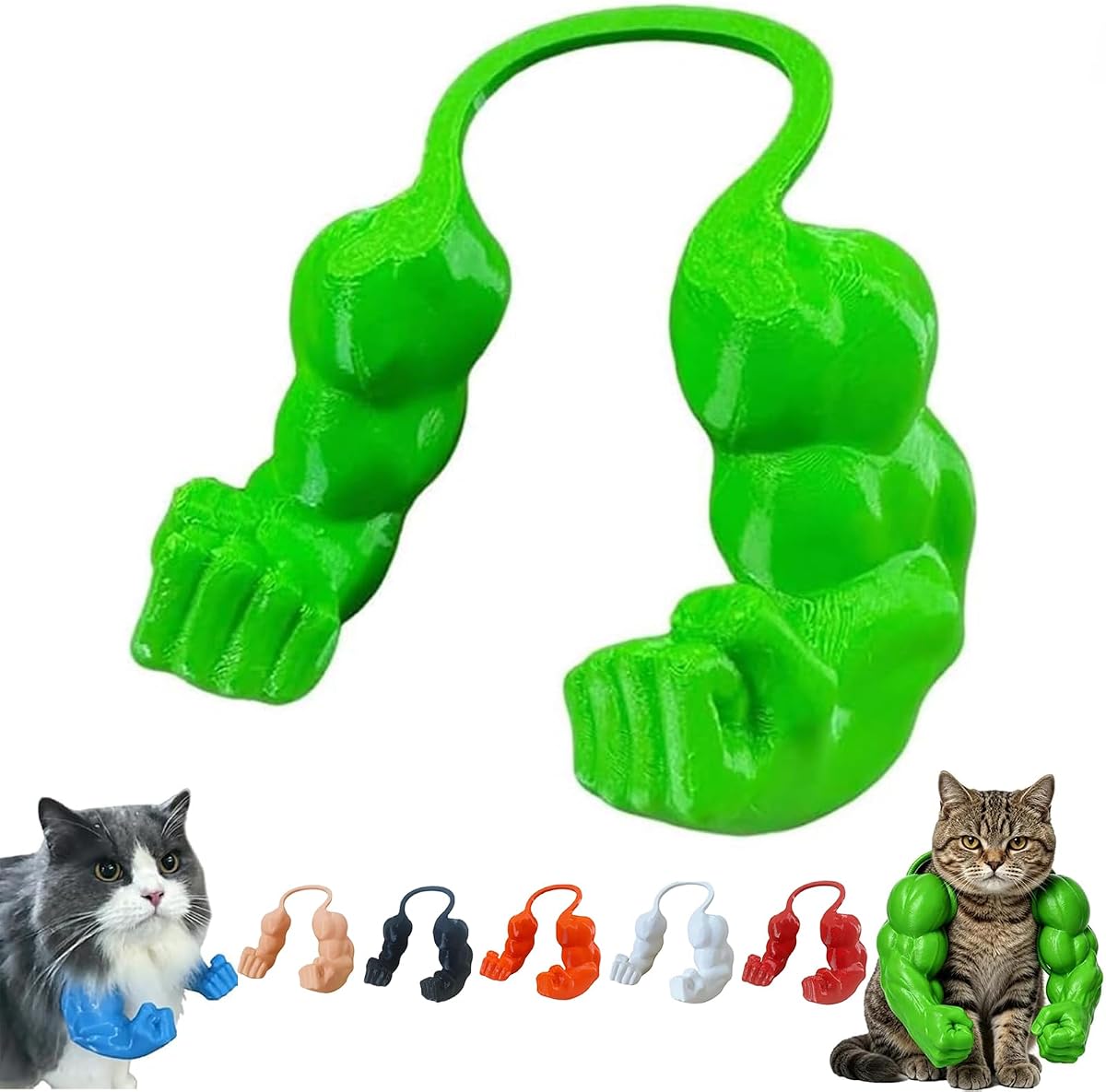 Cat Muscle Arms, Muscular Arms for Cats, 3D Printed Funny Cosplay Accessory for Cats and Small Dogs, Comfy Shoulder Attachment, Halloween Photo Shoot (Green)