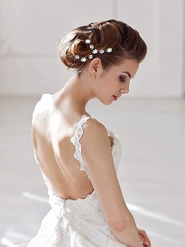 Miniatura 5 de EBOOT Paquete de 40 horquillas para el pelo de boda nupcial con diamantes de imitación, accesorios para mujeres y niñas (estilo B) Plateado,