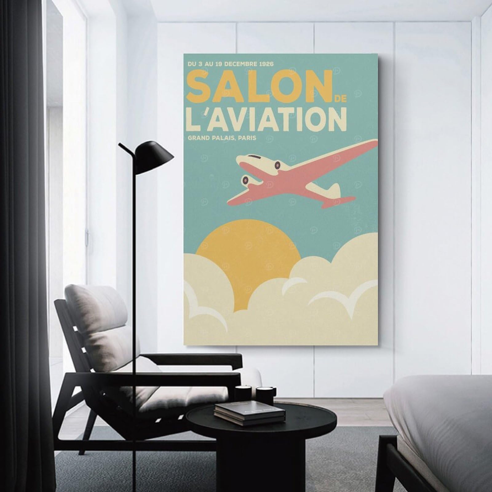 Junmoney Vintage Aviation Canvas Art Print, 24x36inch(60x90cm), for Home Walls, Creative Rooms Or Shared Spaces, Decorative Artwork with Broad Appeal
