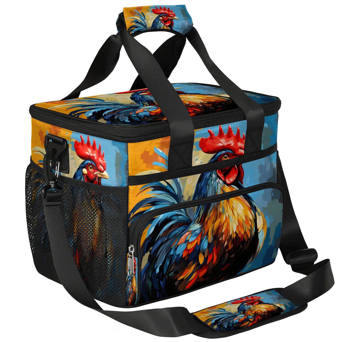 Lunch Box for Men Heavy Duty Insulated Lunch Bag for Women Watercolor Rooster Lunchbox for Adults Lunch Cooler