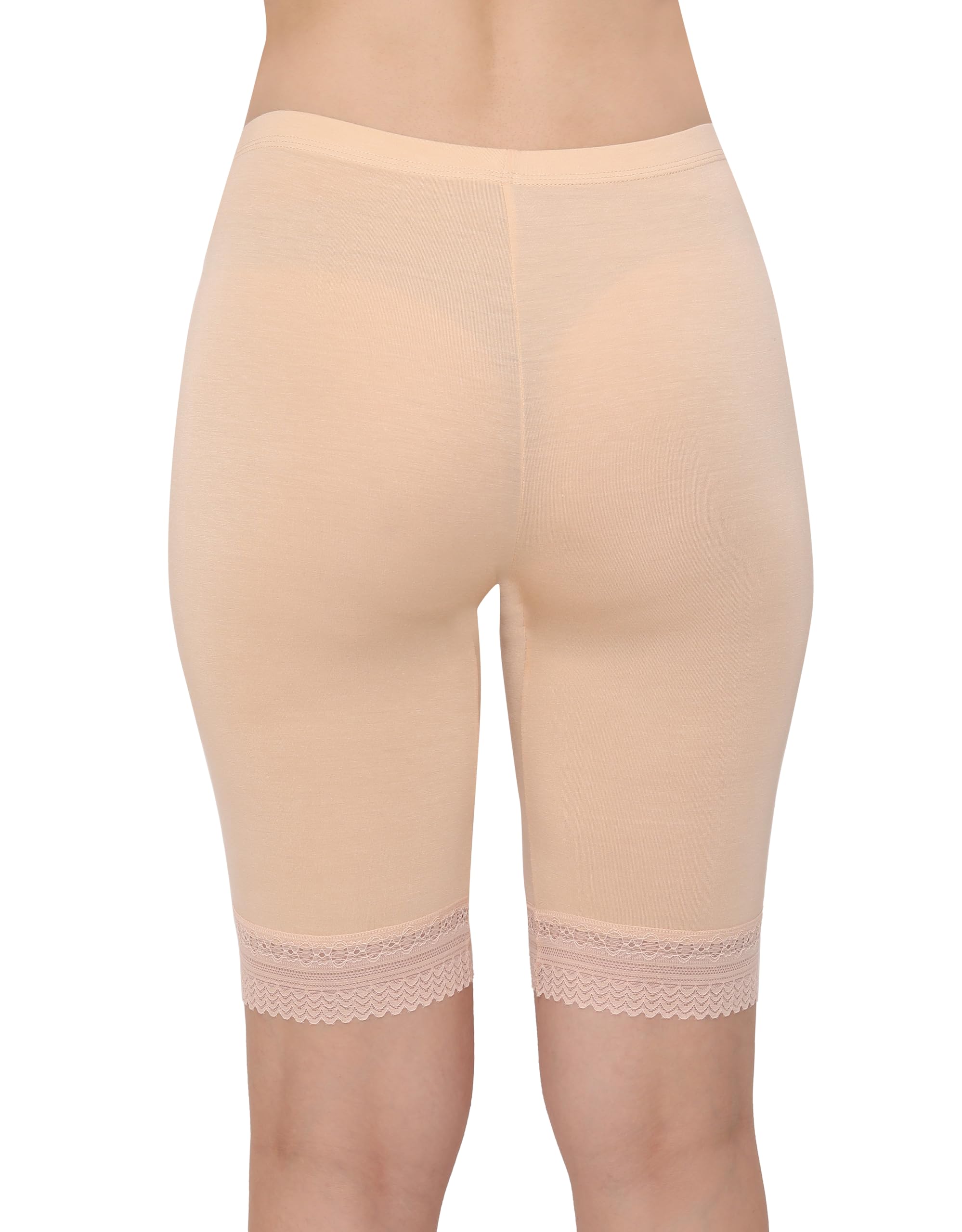 GLAMORAS Women & Girls Bamboo Spandex Stretch High Waist High Coverage Shorts with Lace Concealed Waist Band for Underdress Cycling Yoga Safety Shorts 4