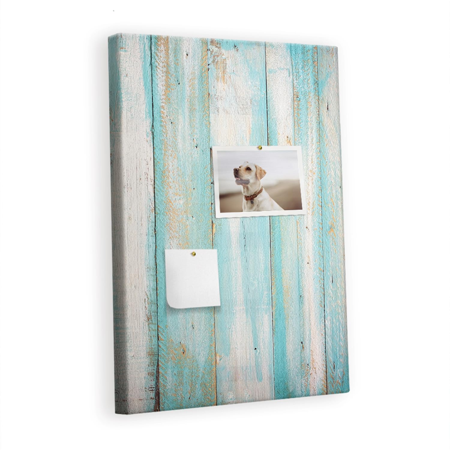 Kork Pinnwand Organisation Set inkl. Pins | Vielseitige Wandtafel für Büro, Küche, Schule, Home Office | Memoboard für Notizen, Aufgaben, Fotos, Ideen - 40x60cm - Holz - Vintage Strandholz