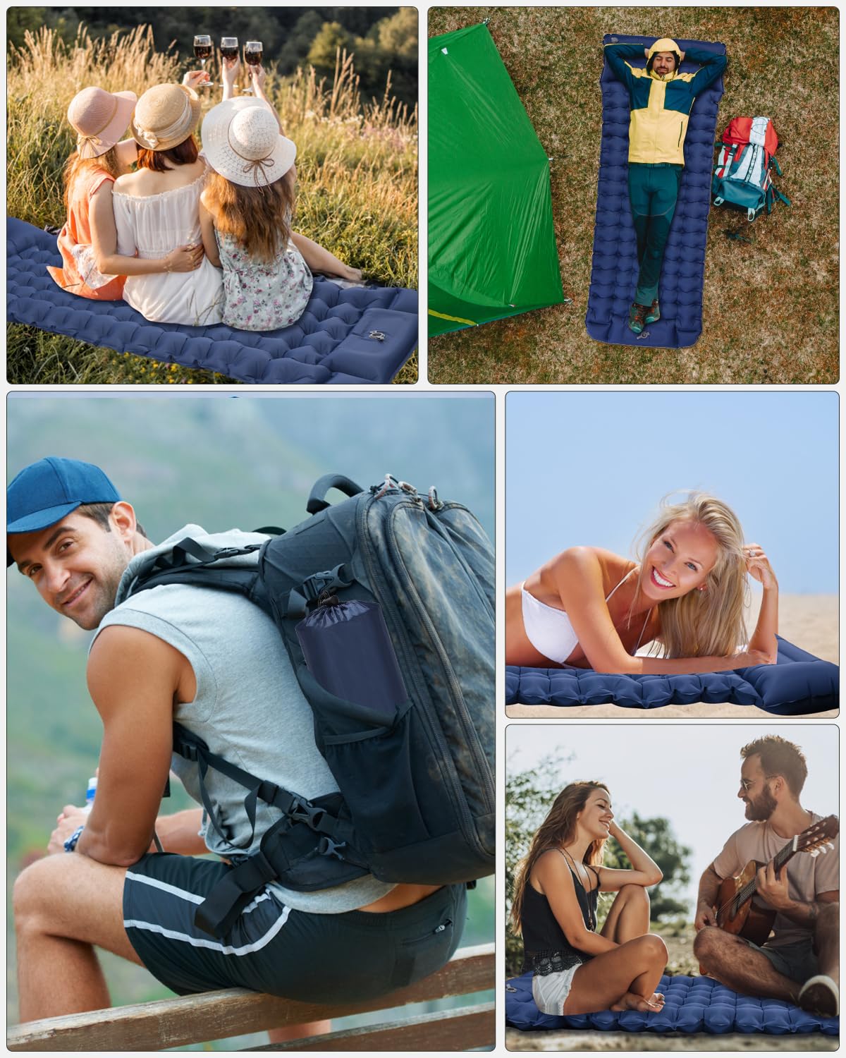 Zawaer Colchoneta De Camping Inflable Ultraligera para Dormir con Almohada, Esterilla Camping,Colchones Campings Autohinchable, Esterilla Dormir, para Exteriores, Senderismo