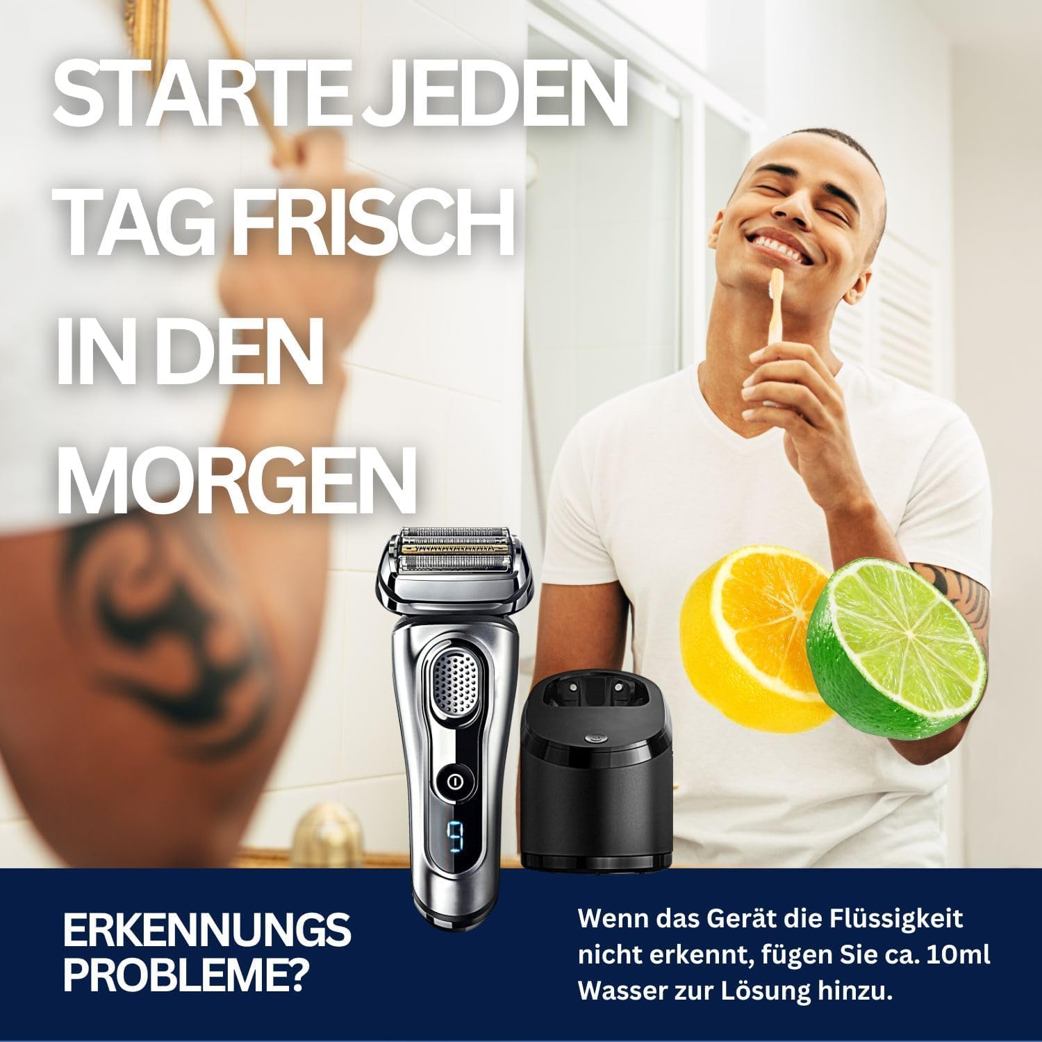 Scherkopfreiniger Nachfüllflüssigkeit - Kompatibel für Braun Clean & Renew Reinigungskartuschen - Braun Reinigungskartuschen Series 9 - Scherkopfreiniger für Braun Reinigungskartusche 2x 1L