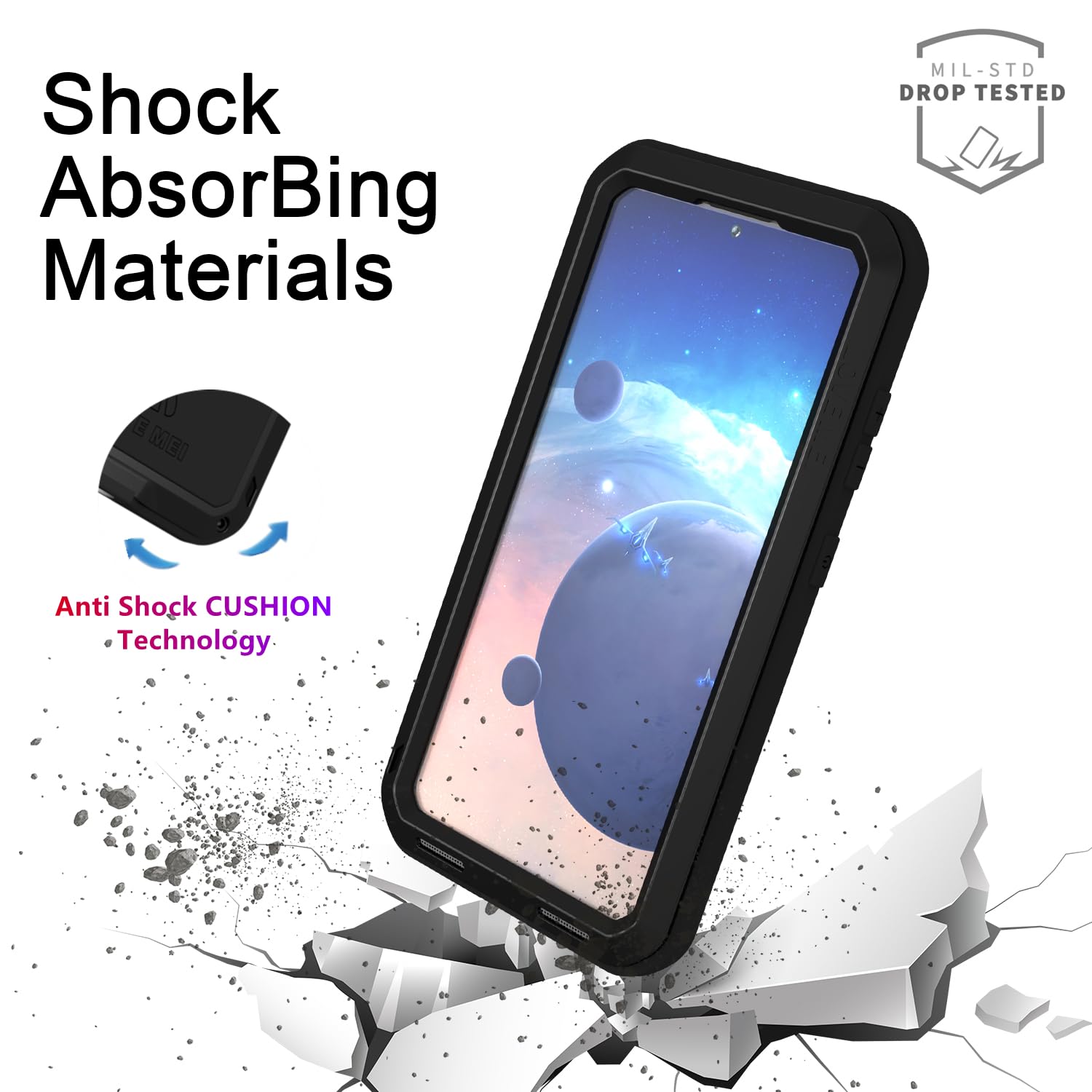 LJFLYXRI Custodia protettiva per Galaxy S24, robusta, in alluminio e silicone, antiurto, con pellicola protettiva integrata (argento, S24)