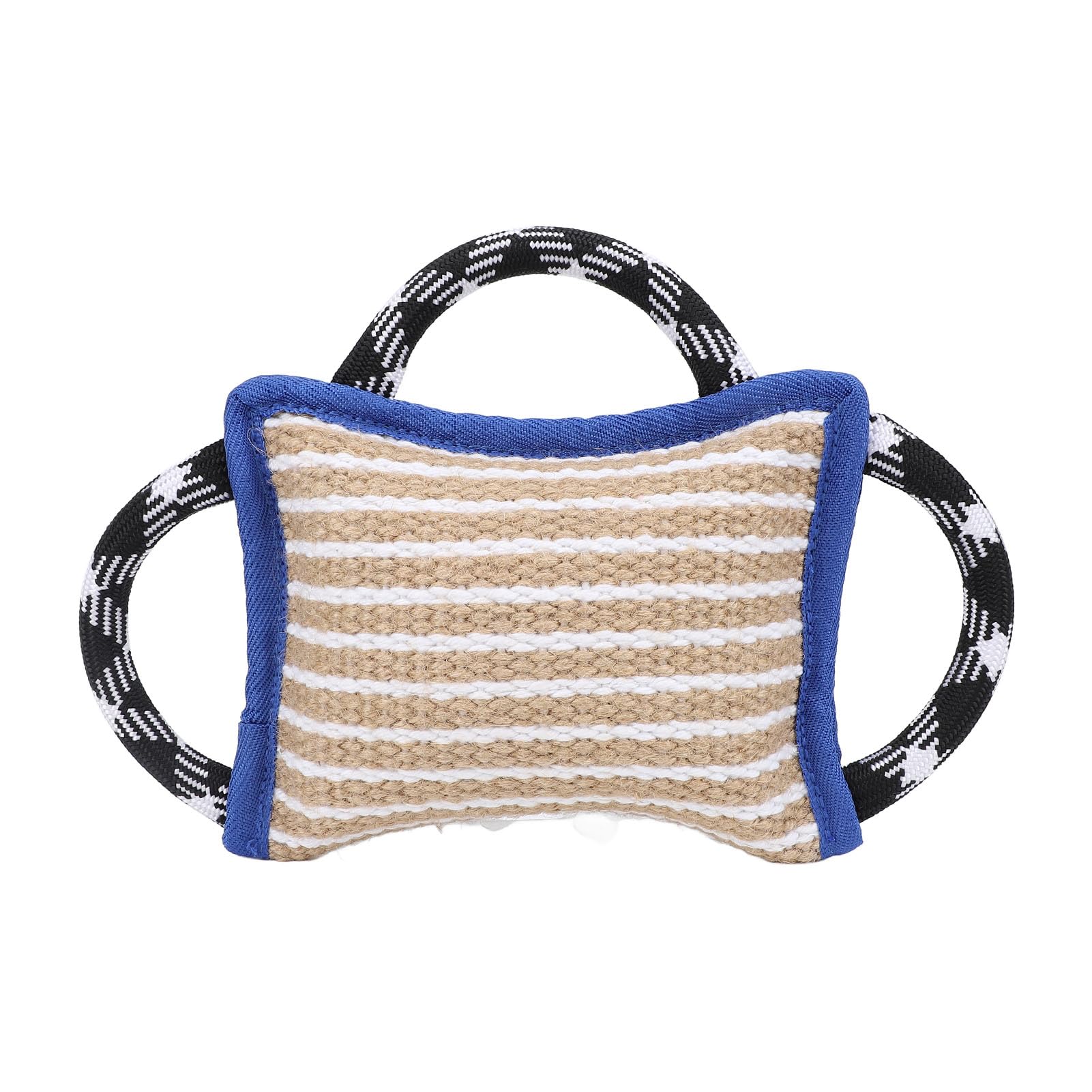 Cojín mordedor con 3 Asas Fuertes, Juguete de Tira para morder de Yute Resistente a los Rasgados para Perros Adultos, Almohada de Entrenamiento Interactivo para Masticar y Jugar a (Azul)