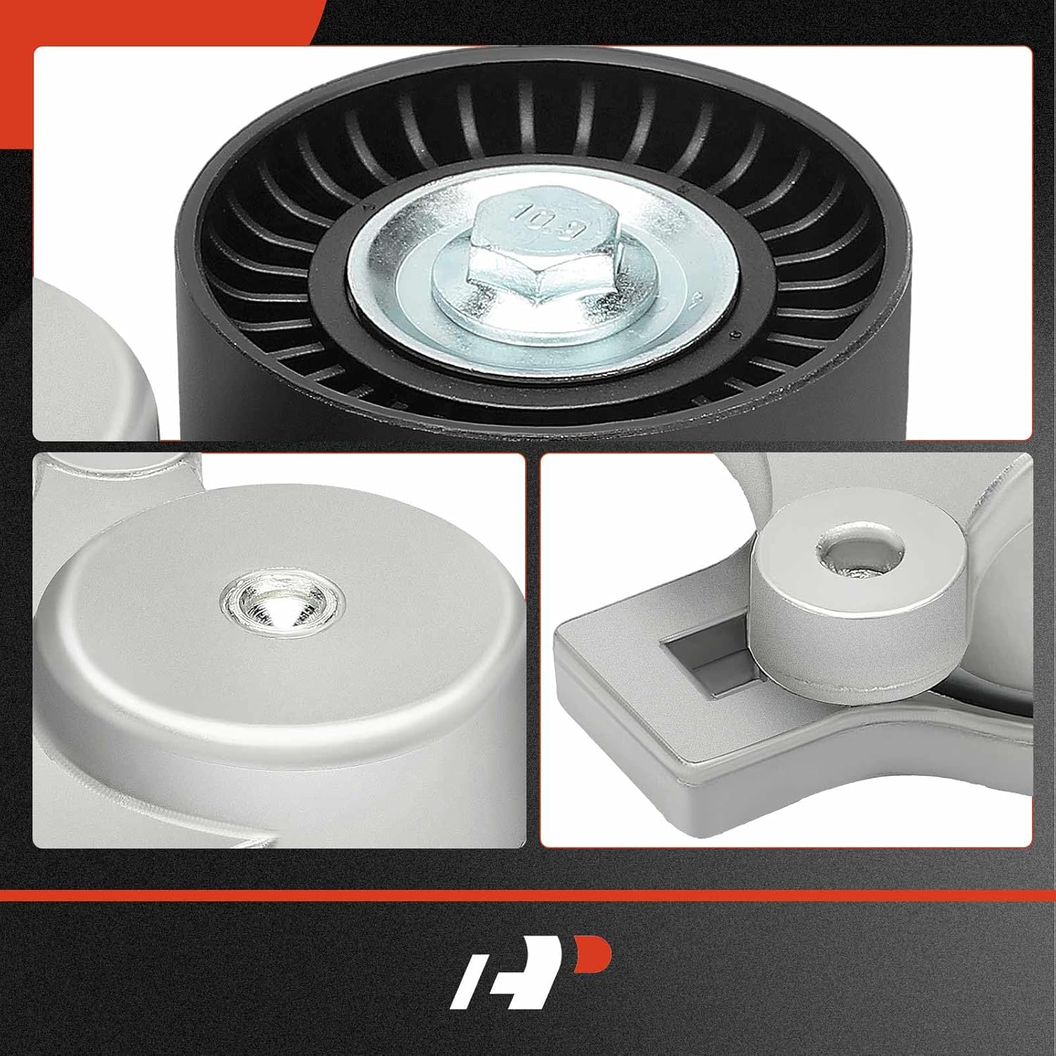 A-Premium Belt Tensioner Assembly with Pulley Compatible with Ford Explorer Edge Flex Fusion Taurus & Lincoln MKS MKT MKX MKZ & Mazda 6 CX-9 & Mercury Sable, Replace# BT4E6B209CC, 7T4E6B209EC