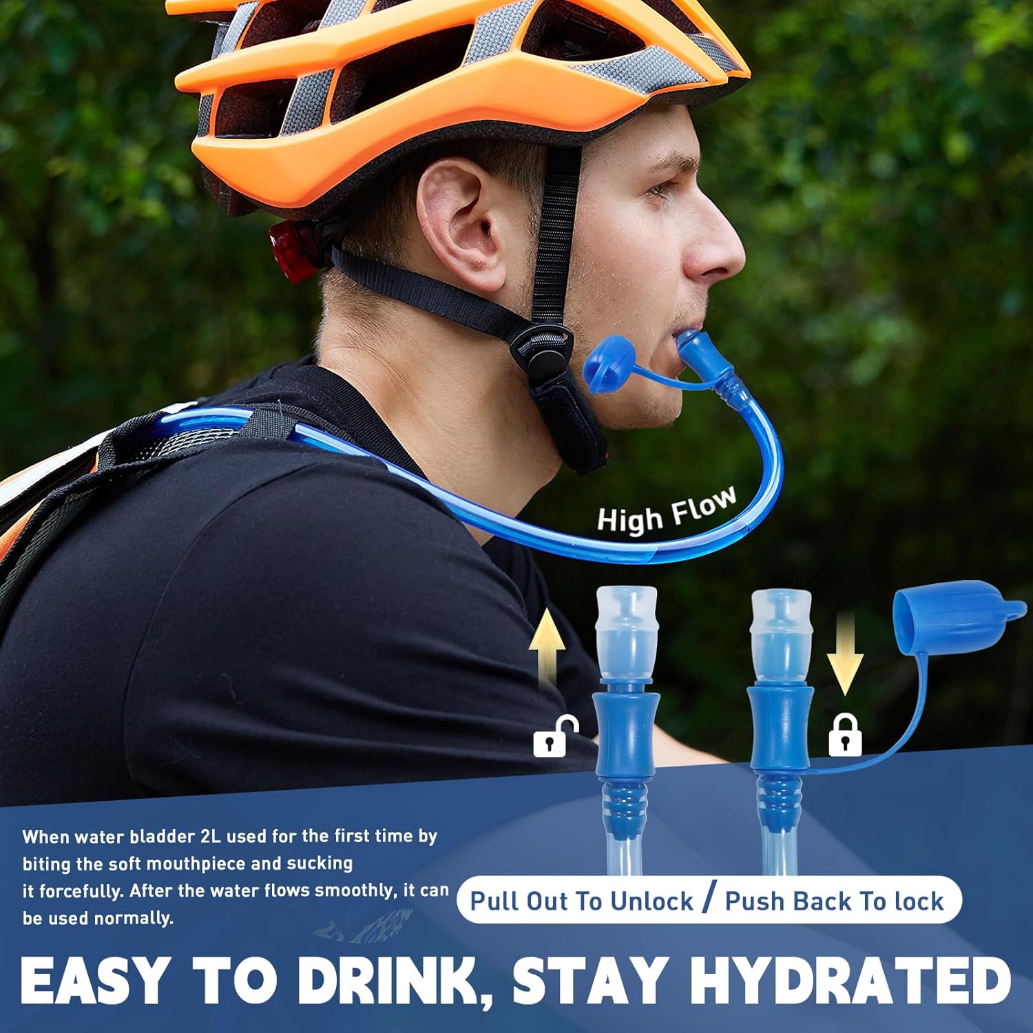 CasaCulina 2L Hydration Bladder, Water Bladder for Hiking Backpack, Leak Proof Water Reservoir Storage Bag, BPA-Free Hydration Pack Replacement for Cycling, Hiking, Camping, Hunting, Running, Blue