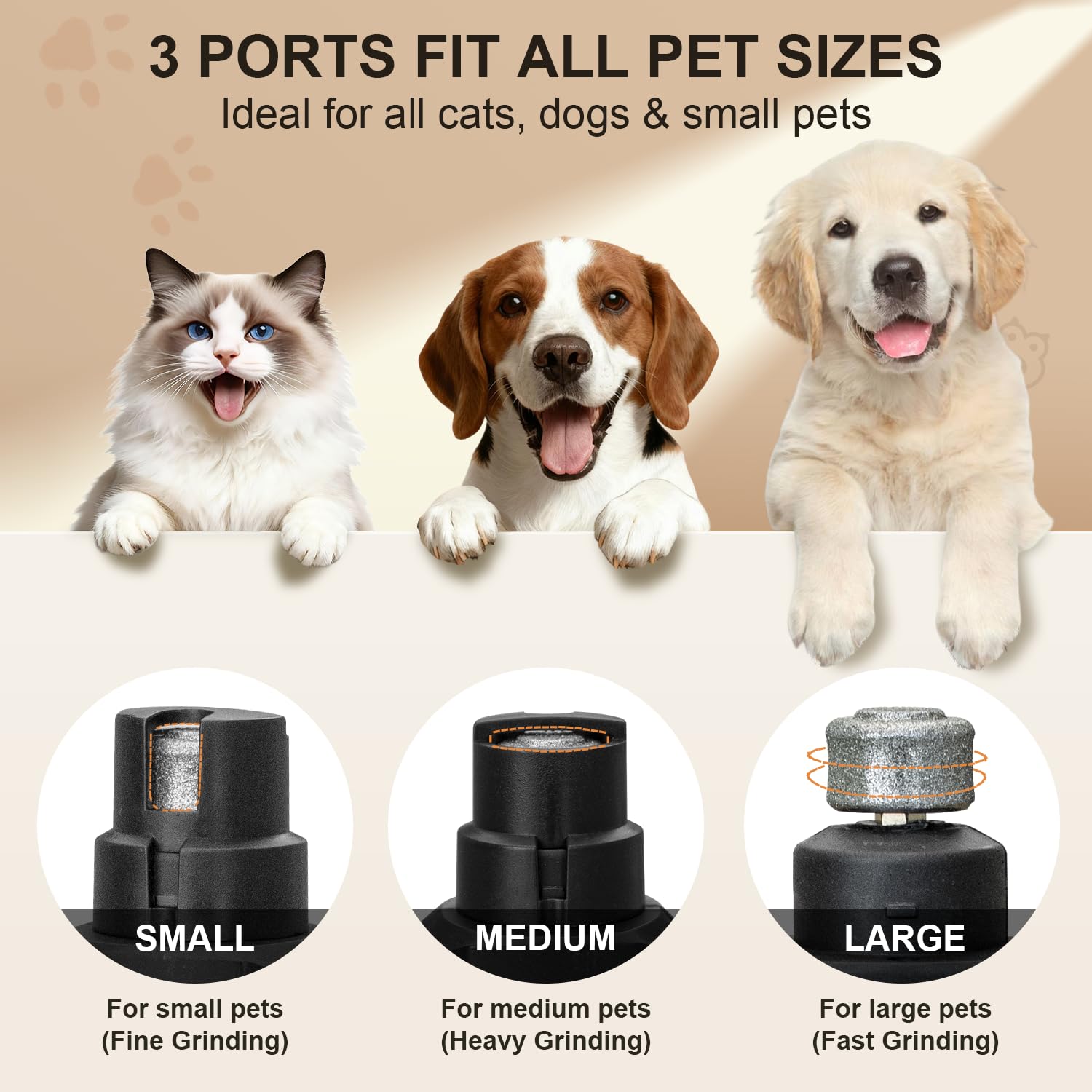 Broyeur à ongles pour chien, tondeuse à ongles portable pour chiens, outil de toilettage électrique silencieux