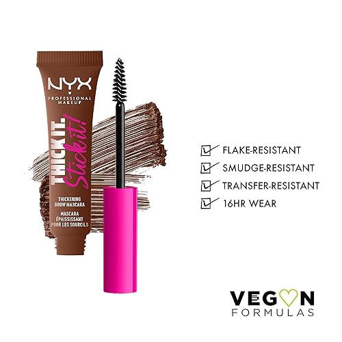 Vista 28 de NYX PROFESSIONAL MAKEUP Thick It Stick It - Máscara engrosante para cejas, gel para cejas, color morena 06 Morena