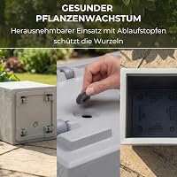 Plastový kvetináč Lamela s kolieskami 60 cm, 36 l, béžový, so vzhľadom dreva 6