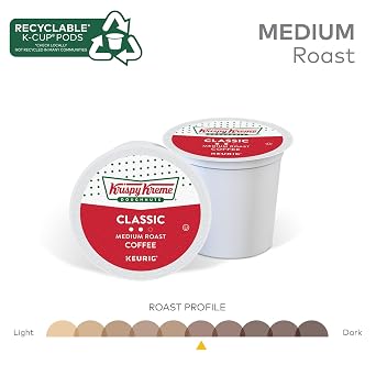 Krispy Kreme Classic Keurig Single-Serve K-Cup Pods, Medium Roast Coffee, 60 Count (6 Packs of 10)