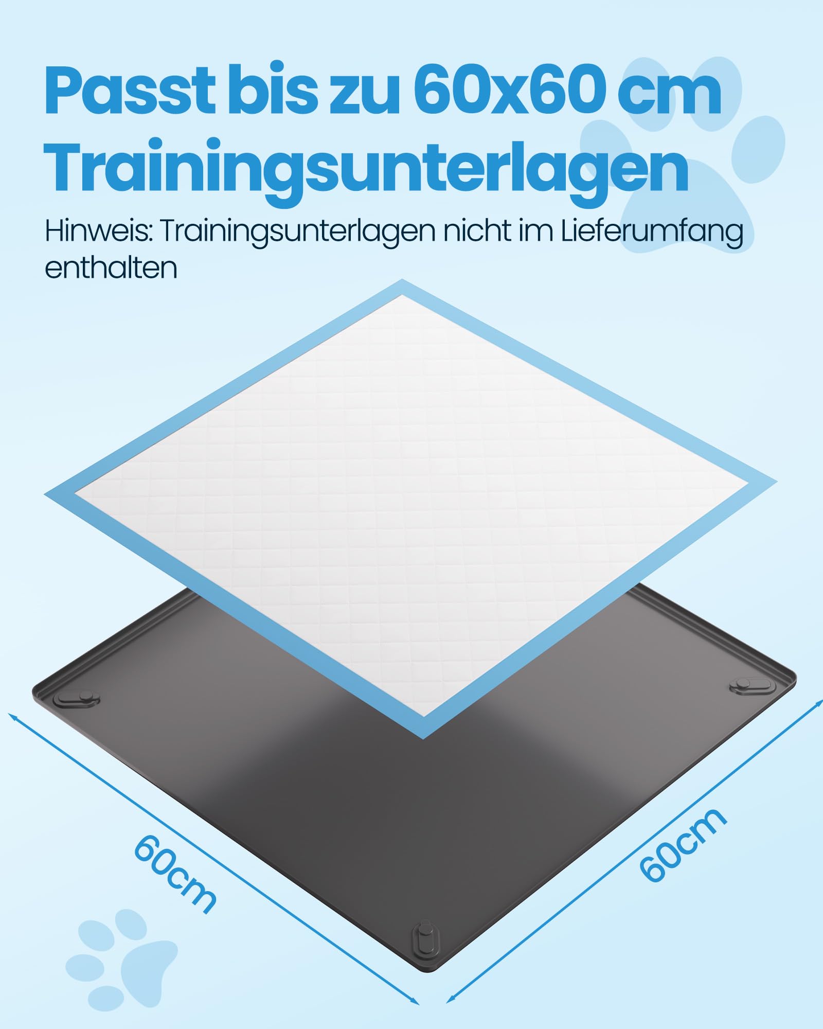 Kittyspout PIPI Matten für Hunde – rutschfeste Silikon-Unterlage mit 4 magnetischen Clips und Wasserdichten Rändern – Hundetoiletten-Tray für Stubenreinheit und Bodenschutz – 60 x 60 cm