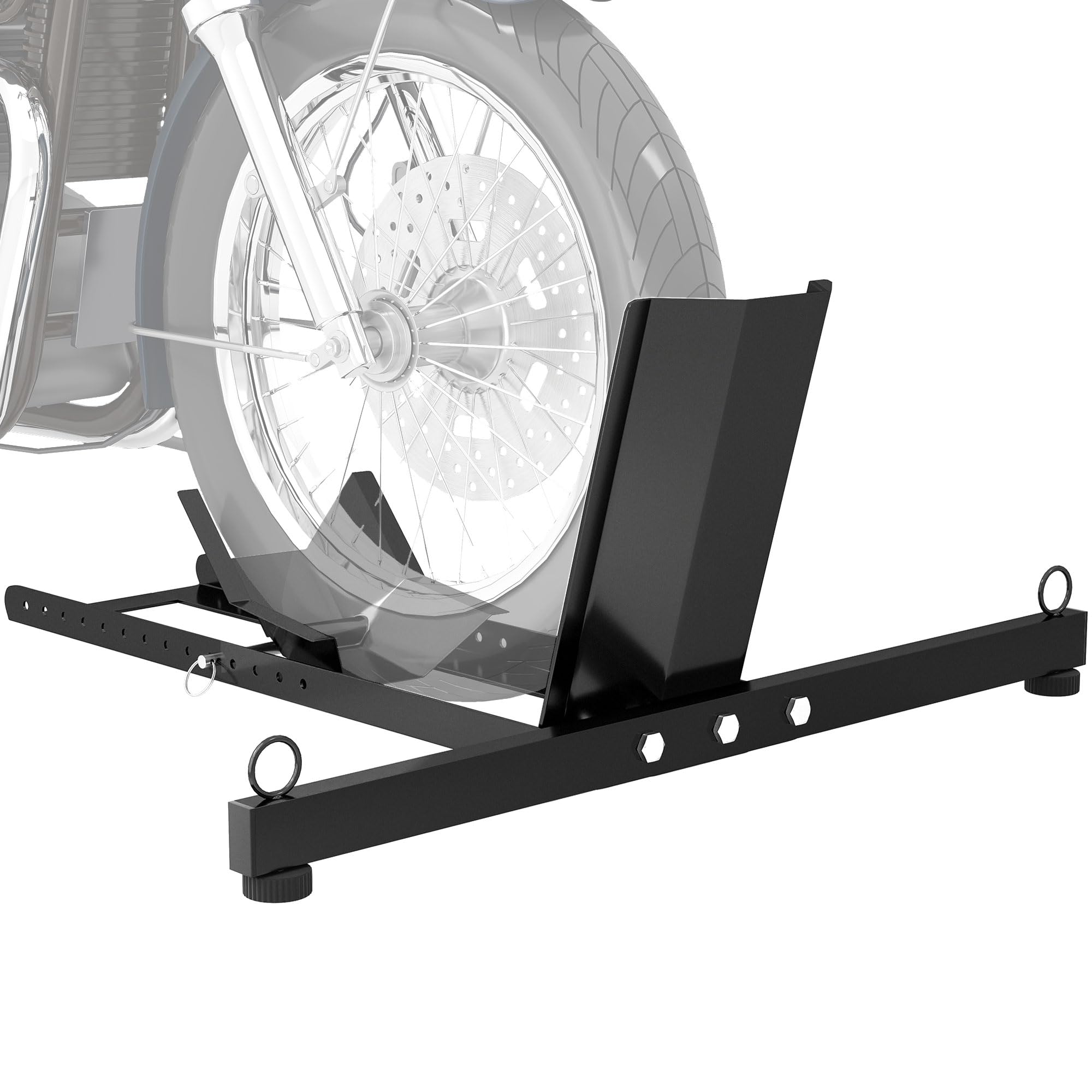 HOMCOM Cavalletto Bloccaruote per Moto Staffa Regolabile Ø34-84 cm Nero