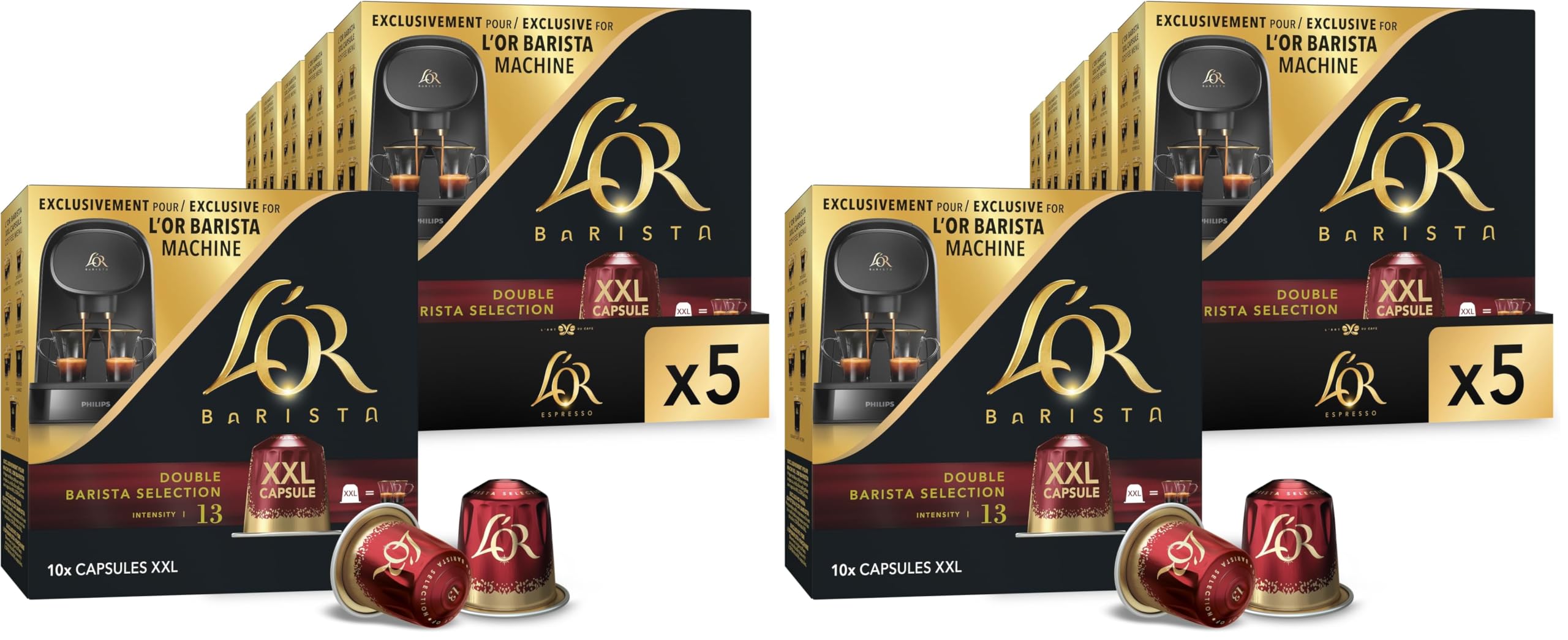 L'OR Barista Cápsulas Dobles de Café Barista | Intensidad 13 | 50 Cápsulas Compatibles con Cafeteras L'OR Barista - Amazon Exclusive (Paquete de 2)