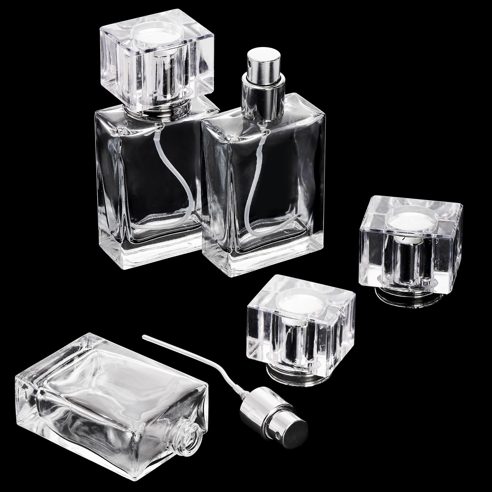 Foraineam 8 flaconi spray da 30 ml, in vetro trasparente, ricaricabili, da viaggio, vuoti, per oli essenziali, con applicatore spray